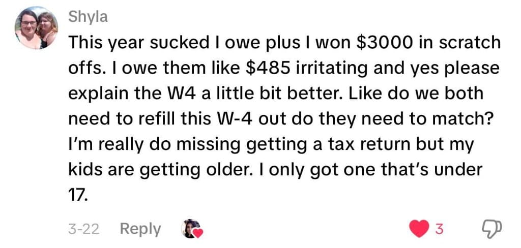 Social media comment about the W-4 form (4 of 13)
