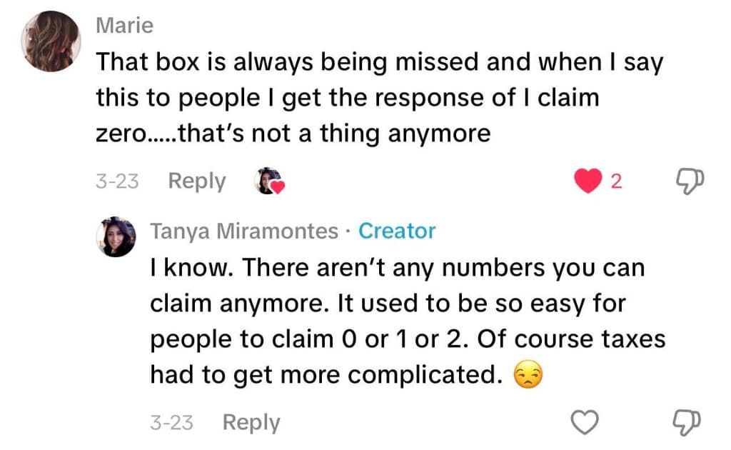 Social media comment about the W-4 form (7 of 13)