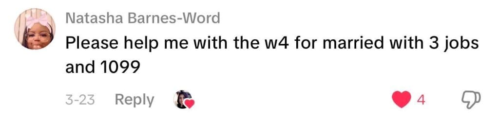 Social media comment about the W-4 form (11 of 13)
